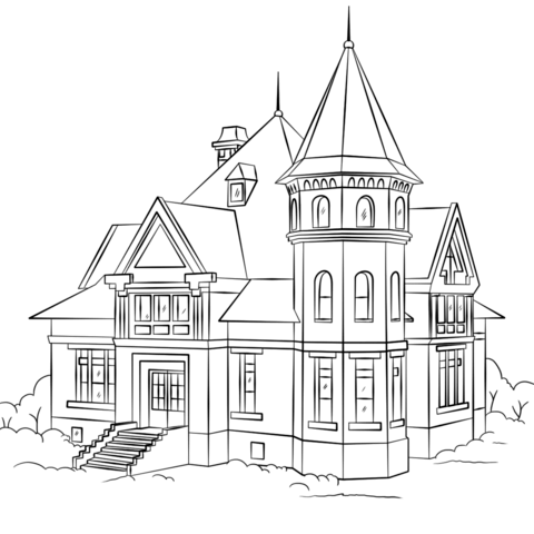 Victorian House Coloring Page